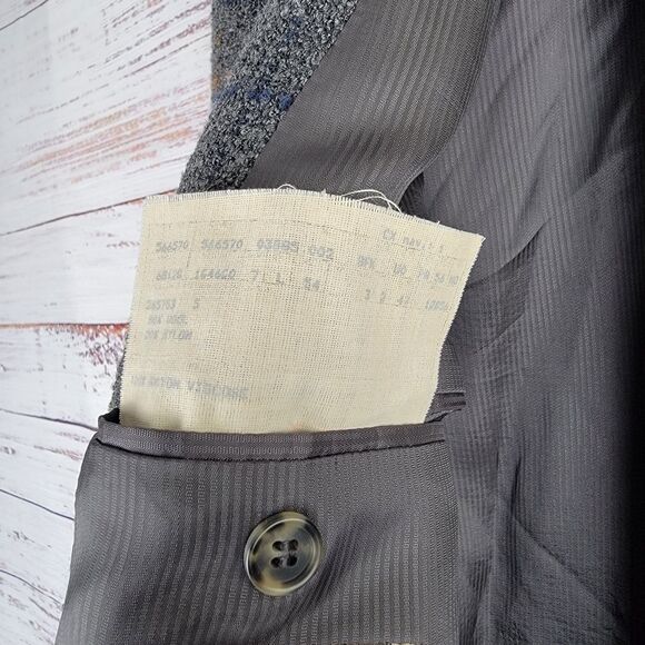 Ermenegildo Zegna Mens Size 44 L Blazer Switzerland Wool Windowpane Tweed VTG - Picture 15 of 16